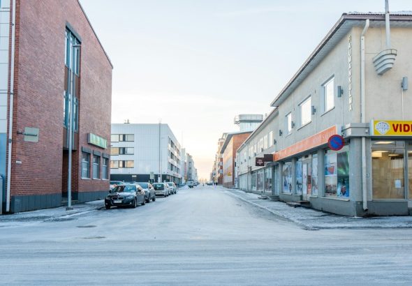 Streets of Rovaniemi, a city in Lapland, Finland