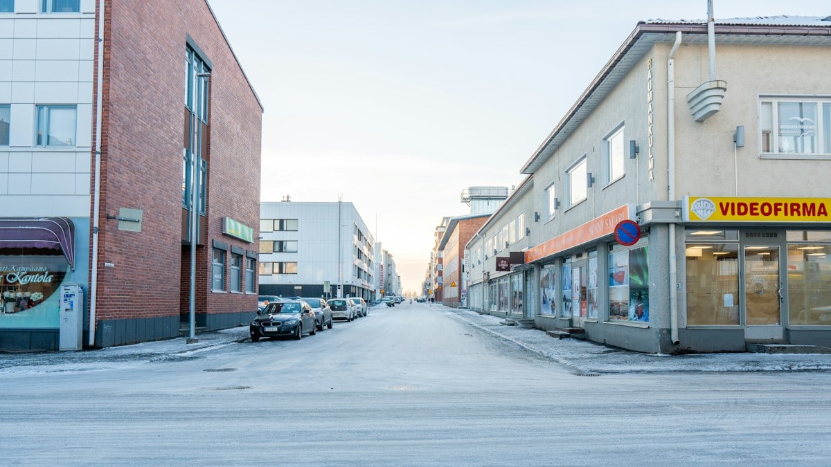 Streets of Rovaniemi, a city in Lapland, Finland